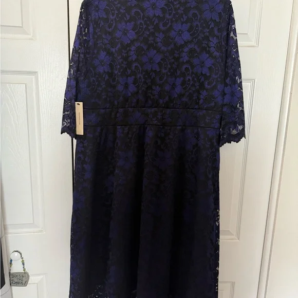 Kiyonna Violet Black Lace "Mon Cherie" Fit and Flare Dress size 3X NWT - Picture 5 of 6